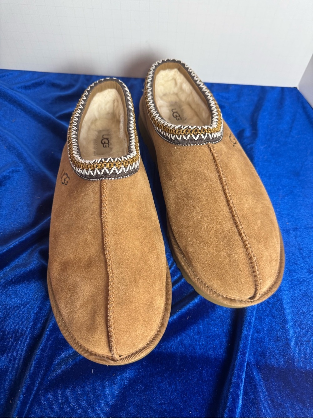 UGG Chestnut Tasman Suede Shearling-Lined Slip-On Slippers